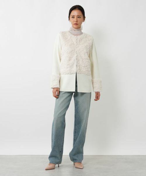 NEMIKA / ネミカ カーディガン・ボレロ | ボア切替カーディガン【NEMIKA】 | 詳細7