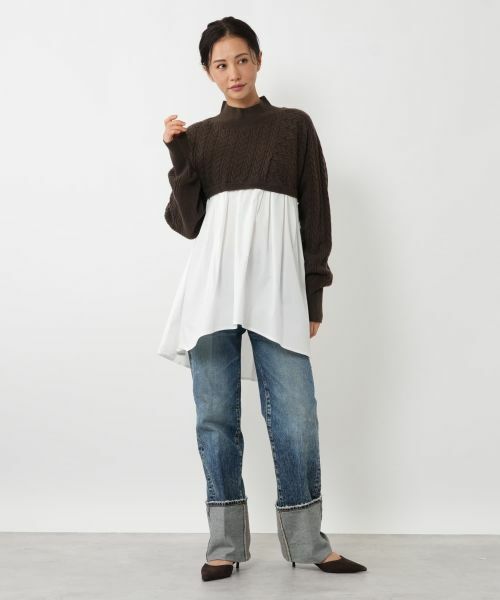 NEMIKA / ネミカ ニット・セーター | ニット切替フレアプルオーバー【NEMIKA】 | 詳細4