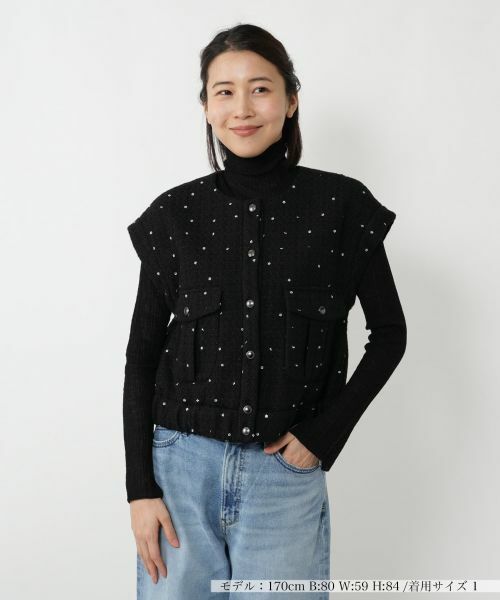 NEMIKA/ネミカ スパンコールショートベスト【NEMIKA】 ブラック 9(M)