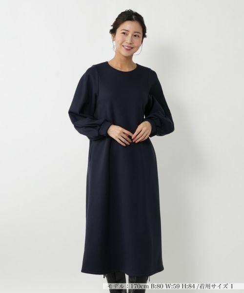 NEMIKA/ネミカ ボリュームスリーブサックワンピース【NEMIKA】 ネイビー 9(M)