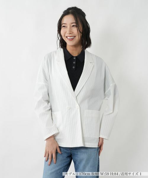 NEMIKA / ネミカ テーラードジャケット | 【セットアップ対応】ピンストライプ柄ジャケット【NEMIKA】（アイボリー）