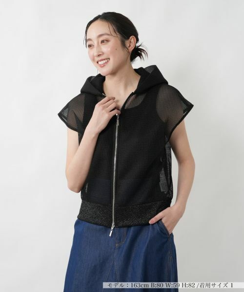 NEMIKA / ネミカ テーラードジャケット | フーデッドメッシュラメベスト【NEMIKA】（ブラック）