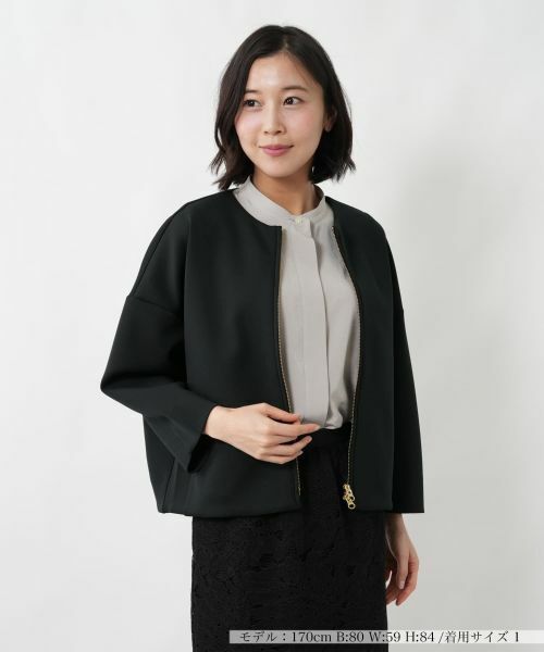 NEMIKA / ネミカ テーラードジャケット | ノーカラージップジャケット【NEMIKA】（ブラック）