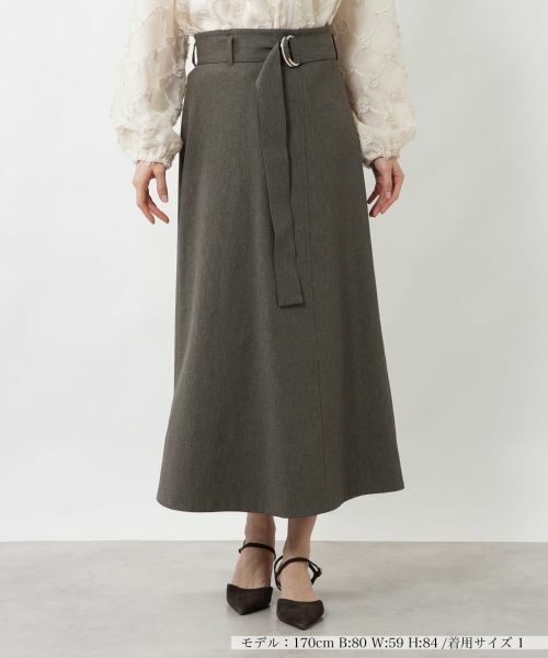 NEMIKA / ネミカ ミニ・ひざ丈スカート | ハイウエストAラインスカート【NEMIKA】（チャコールグレー）