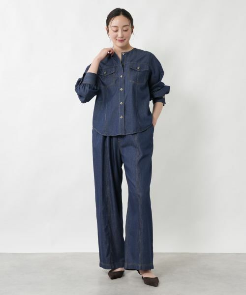 NEMIKA / ネミカ シャツ・ブラウス | ノーカラーデニムブラウス【NEMIKA】 | 詳細1