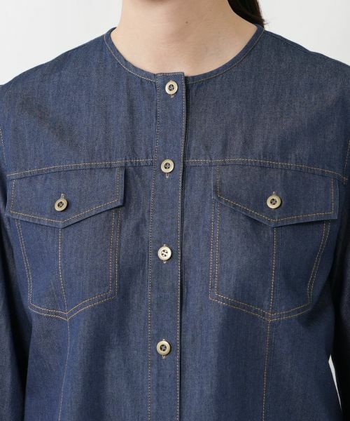 NEMIKA / ネミカ シャツ・ブラウス | ノーカラーデニムブラウス【NEMIKA】 | 詳細10