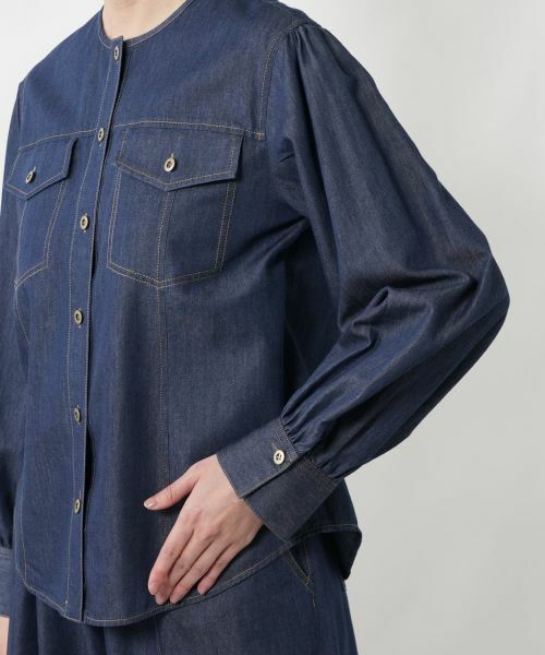 NEMIKA / ネミカ シャツ・ブラウス | ノーカラーデニムブラウス【NEMIKA】 | 詳細12