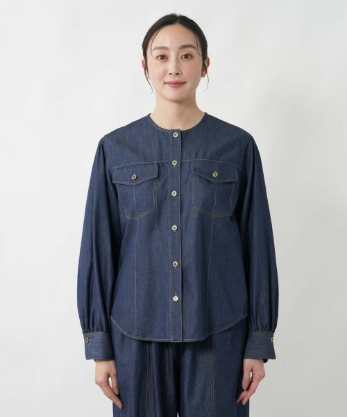 NEMIKA / ネミカ シャツ・ブラウス | ノーカラーデニムブラウス【NEMIKA】 | 詳細7