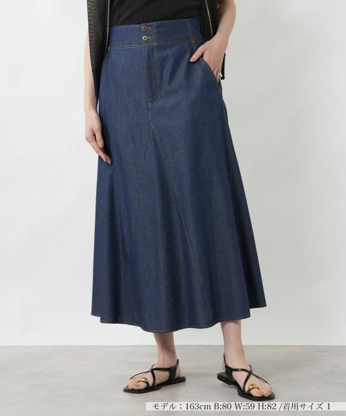 NEMIKA / ネミカ ミニ・ひざ丈スカート | デニムフレアスカート【NEMIKA】（ネイビー）