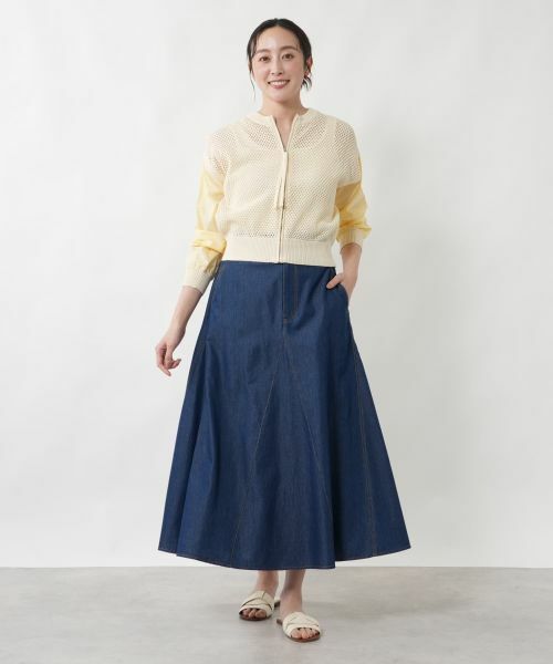 NEMIKA / ネミカ カーディガン・ボレロ | 透かし編み切替ジップブルゾン【NEMIKA】 | 詳細1