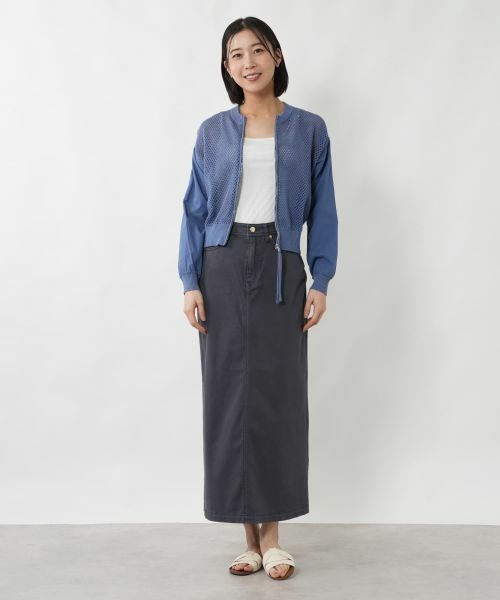 NEMIKA / ネミカ カーディガン・ボレロ | 透かし編み切替ジップブルゾン【NEMIKA】 | 詳細12