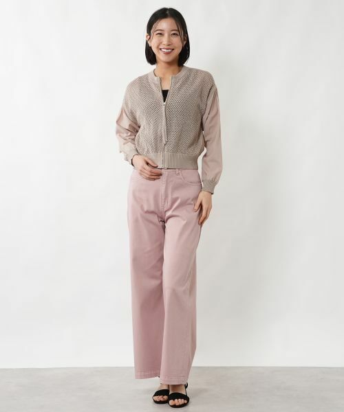 NEMIKA / ネミカ カーディガン・ボレロ | 透かし編み切替ジップブルゾン【NEMIKA】 | 詳細15