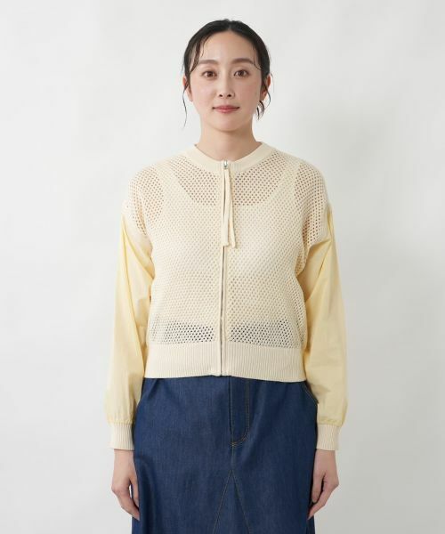 NEMIKA / ネミカ カーディガン・ボレロ | 透かし編み切替ジップブルゾン【NEMIKA】 | 詳細4