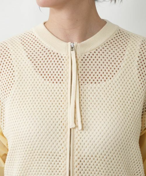 NEMIKA / ネミカ カーディガン・ボレロ | 透かし編み切替ジップブルゾン【NEMIKA】 | 詳細7