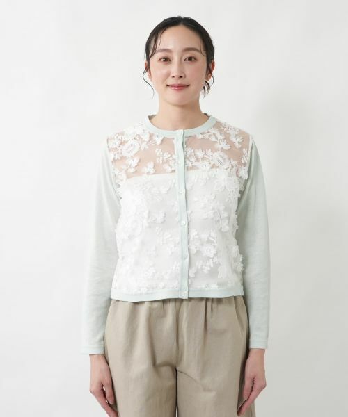 NEMIKA / ネミカ カーディガン・ボレロ | シアーレース切替カーディガン【NEMIKA】 | 詳細7