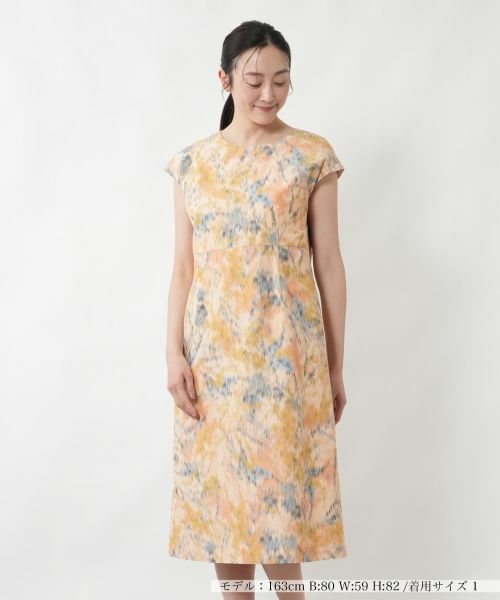 NEMIKA / ネミカ ドレス | 花柄フレンチスリーブワンピース【NEMIKA】（オレンジ系）