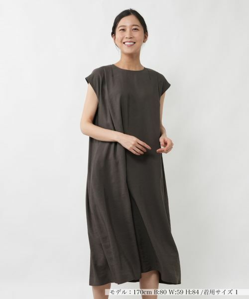NEMIKA / ネミカ ドレス | フレンチスリーブフレアワンピース【NEMIKA】（チャコールグレー）