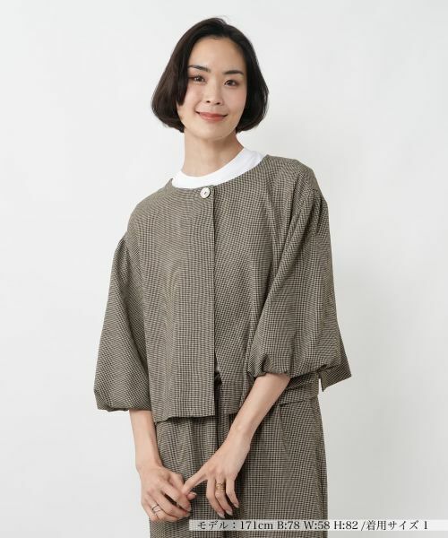 NEMIKA / ネミカ テーラードジャケット | チェックバルーンスリーブジャケット【NEMIKA】（ダークブラウン）