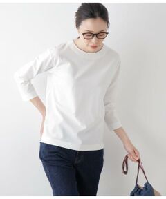 ストレッチトリコット バックファスナー7分袖Tシャツ