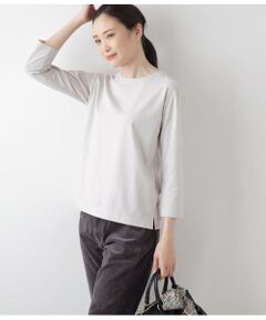 ストレッチトリコット バックファスナー7分袖Tシャツ