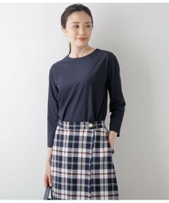 ストレッチトリコット バックファスナー7分袖Tシャツ