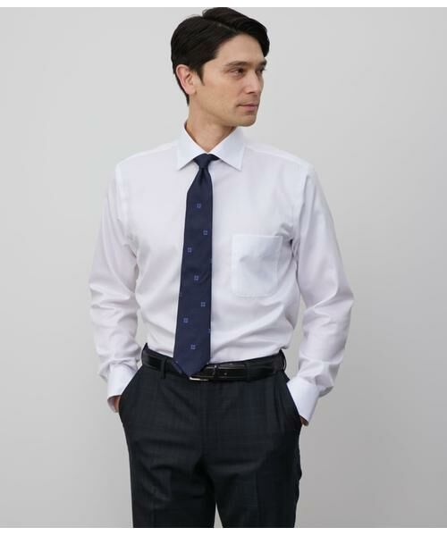 NEWYORKER/ニューヨーカー NY CARE FREE・SUPIMA COTTON ヘリンボーン 長袖ワイドカラーシャツ ホワイト M NEWYORKER/ニューヨーカー NY CARE FREE・SUPIMA COTTON ヘリンボーン 長袖ワイドカラーシャツ ホワイト M