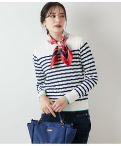 コンパクトギザコットン ケーブルボーダープルオーバー