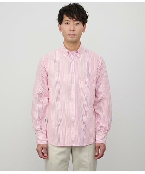 L】ストレッチロンドンストライプ 長袖シャツ