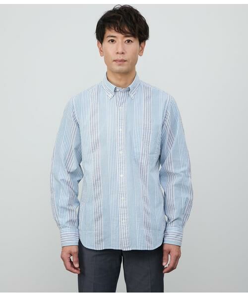 L】ストレッチロンドンストライプ 長袖シャツ