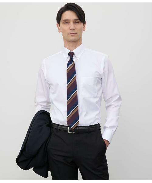 NEWYORKER/ニューヨーカー NY CARE FREE・SUPIMA COTTON ツイル無地 長袖ボタンダウンシャツ ホワイト 41 NEWYORKER/ニューヨーカー NY CARE FREE・SUPIMA COTTON ツイル無地 長袖ボタンダウンシャツ ホワイト 41