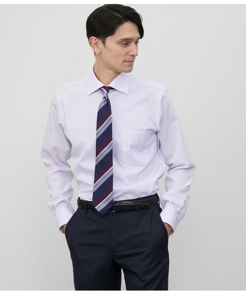 NEWYORKER/ニューヨーカー NY CARE FREE・GIZA COTTON ドビー無地 長袖ワイドカラーシャツ パープル M NEWYORKER/ニューヨーカー NY CARE FREE・GIZA COTTON ドビー無地 長袖ワイドカラーシャツ パープル M