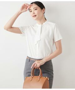 でびちゃんNEWYORKER 半袖シャツ ベージュ コットンラミー シャンブレー 七分袖カッタウェイカラーシャツ