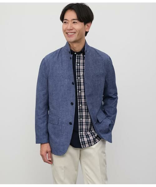 NEWYORKER/ニューヨーカー サッカー デニムプリント コンバーチブルジャケット ブルー XL NEWYORKER/ニューヨーカー サッカー デニムプリント コンバーチブルジャケット ブルー XL