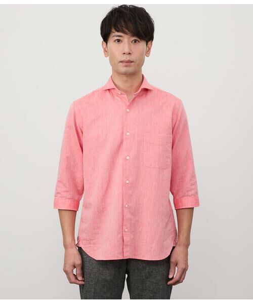NEWYORKER / ニューヨーカー シャツ・ブラウス | コットンラミー シャンブレー 七分袖カッタウェイカラーシャツ | 詳細1