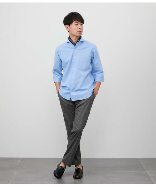 NEWYORKER / ニューヨーカー シャツ・ブラウス | コットンラミー シャンブレー 七分袖カッタウェイカラーシャツ | 詳細11