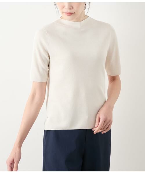 NEWYORKER / ニューヨーカー ニット・セーター | ヴィスコースポリエステル ビルドネック5分袖プルオーバー | 詳細11