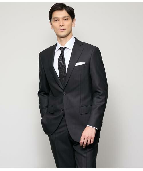 NEWYORKER/ニューヨーカー PREMIUM CLOTH Beyond シャドウストライプ スーツ ブラック AB7 NEWYORKER/ニューヨーカー PREMIUM CLOTH Beyond シャドウストライプ スーツ ブラック AB7