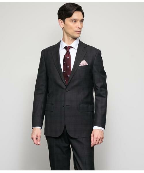 NEWYORKER/ニューヨーカー BUNGY CLOTH チェック ジャケット(セットアップ対応) ダークグレー FS NEWYORKER/ニューヨーカー BUNGY CLOTH チェック ジャケット(セットアップ対応) ダークグレー FS