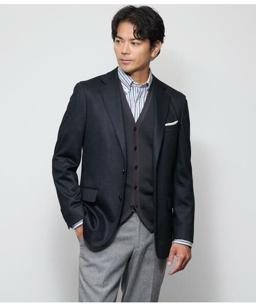 NEWYORKER/ニューヨーカー MOVING COMFORT ヘリンボーンジャージー ジャケット ネイビー FM NEWYORKER/ニューヨーカー MOVING COMFORT ヘリンボーンジャージー ジャケット ネイビー FM