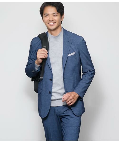 NEWYORKER/ニューヨーカー MOVING COMFORT マナードジャージー ジャケット(セットアップ対応) ブルー FM NEWYORKER/ニューヨーカー MOVING COMFORT マナードジャージー ジャケット(セットアップ対応) ブルー FM