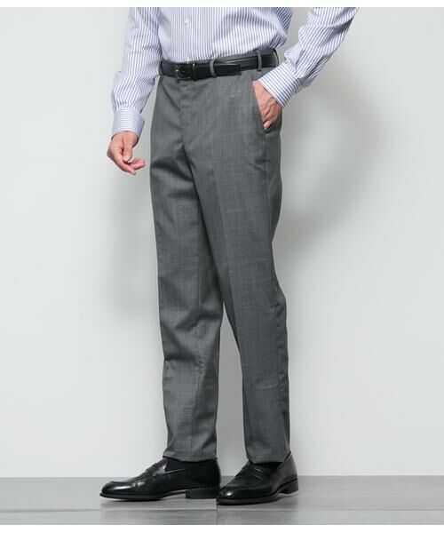 NEWYORKER/ニューヨーカー TRAVEL COMFORT SMART MERINO シャークスキン ウエストアジャストスラックス グレー 88 NEWYORKER/ニューヨーカー TRAVEL COMFORT SMART MERINO シャークスキン ウエストアジャストスラックス グレー 88