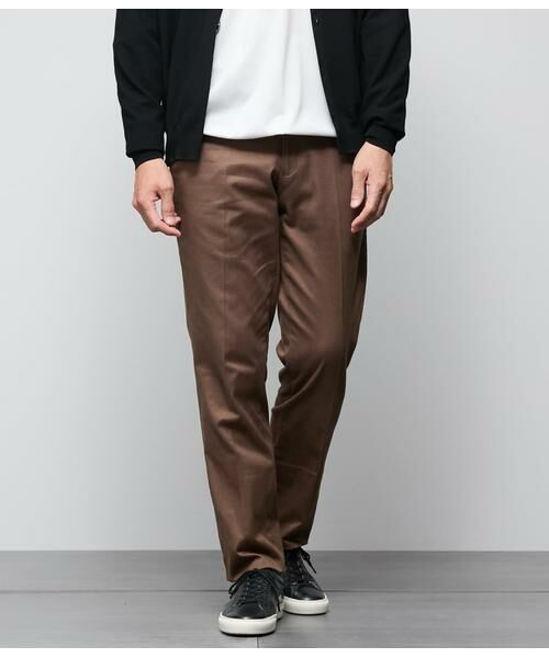 NEWYORKER / ニューヨーカー チノ・ワークパンツ | ウエポンツイルストレッチ ウエストアジャストパンツ(ブラウン)