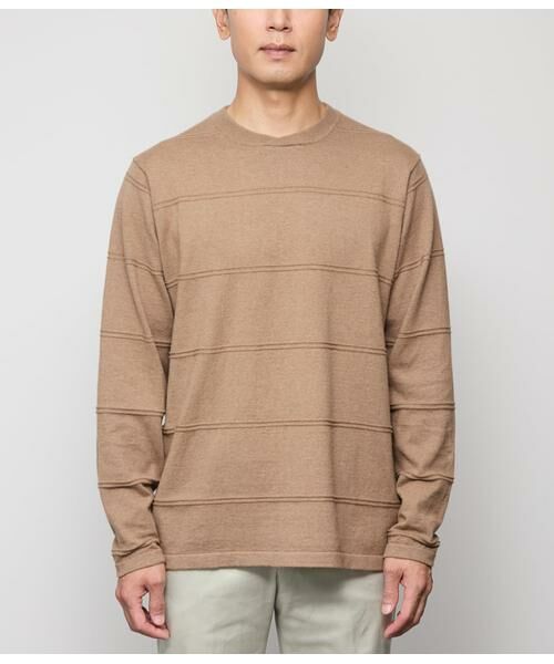 NEWYORKER / ニューヨーカー ニット・セーター | クルーネックタック 編み柄ボーダー ニット | 詳細1