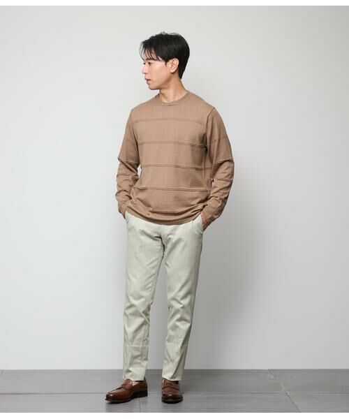 NEWYORKER / ニューヨーカー ニット・セーター | クルーネックタック 編み柄ボーダー ニット | 詳細4