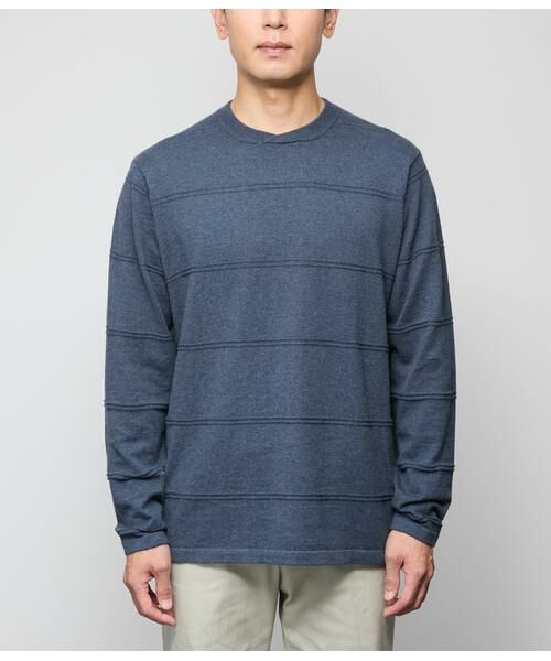 NEWYORKER / ニューヨーカー ニット・セーター | クルーネックタック 編み柄ボーダー ニット | 詳細7