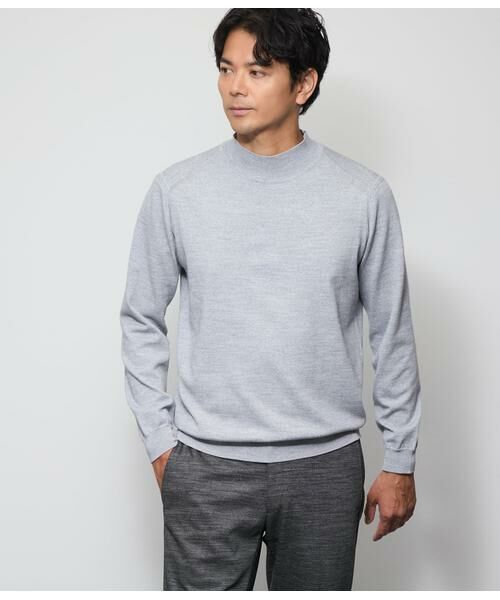 NEWYORKER/ニューヨーカー モックネック プルオーバーニット グレー XL NEWYORKER/ニューヨーカー モックネック プルオーバーニット グレー XL