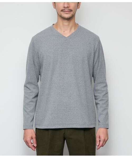 NEWYORKER / ニューヨーカー カットソー | スパンテレコ 浅Vネック長袖Ｔシャツ | 詳細1