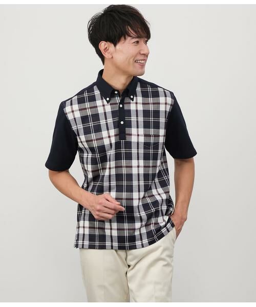 NEWYORKER/ニューヨーカー COOL COMFORT クレイジーニューヨーカータータン ボタンダウンポロシャツ ネイビー L NEWYORKER/ニューヨーカー COOL COMFORT クレイジーニューヨーカータータン ボタンダウンポロシャツ ネイビー L