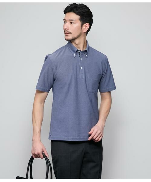 NEWYORKER/ニューヨーカー I cotoni di Albini 半袖ボタンダウンポロシャツ ブルー S NEWYORKER/ニューヨーカー I cotoni di Albini 半袖ボタンダウンポロシャツ ブルー S