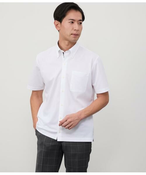 NEWYORKER/ニューヨーカー COOL COMFORT エイトロック鹿の子 前開きボタンダウンポロシャツ ホワイト XL NEWYORKER/ニューヨーカー COOL COMFORT エイトロック鹿の子 前開きボタンダウンポロシャツ ホワイト XL